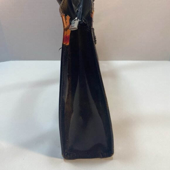 Tooled Leather Tobacco Handbag Purse Shoulder Bag Floral‎ Flowers Zipper Closure - Picture 3 of 16